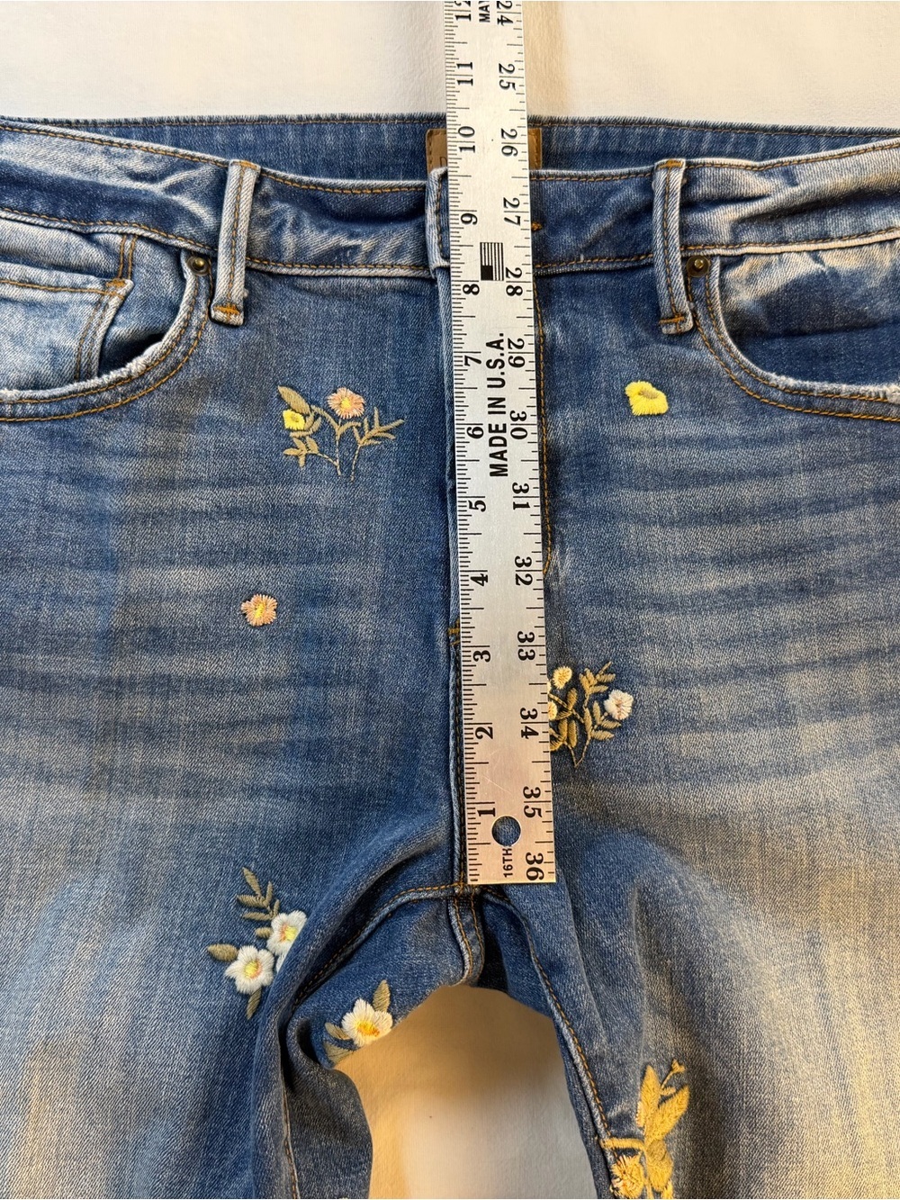 Driftwood Floral Embroidered Kelly Bootcut Flare Jeans Blue Denim - Picture 7 of 11